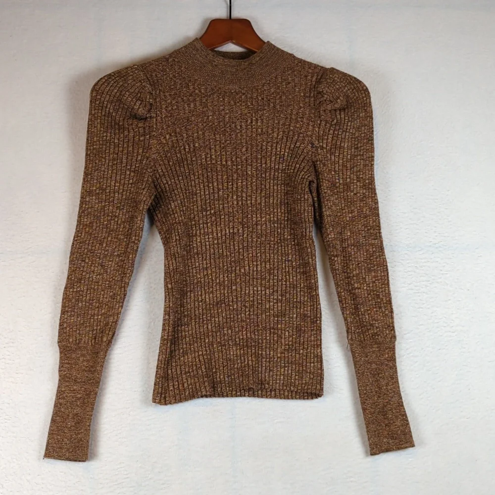 Who What Wear Stretch Ribbed Autumn Puff‎ Sleeve Sweater XS